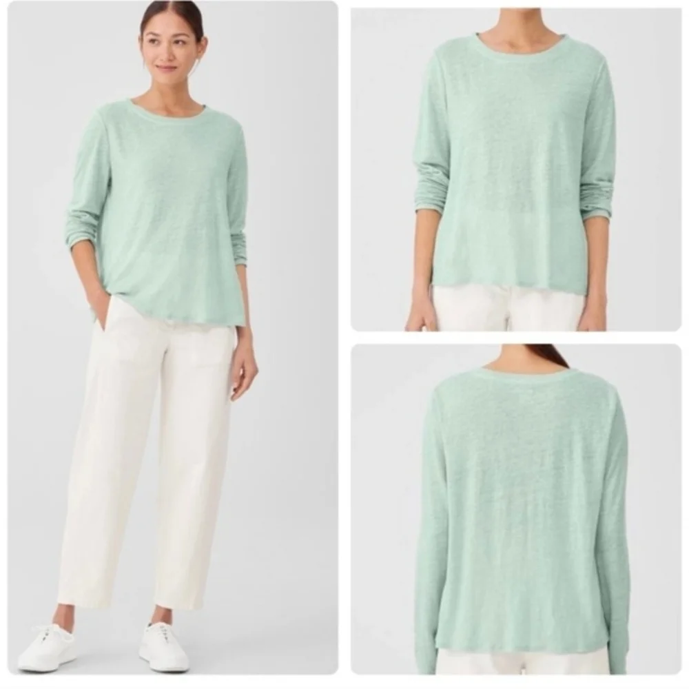 Eileen Fisher Seafoam Green Lightweight Ribbed Sweater S